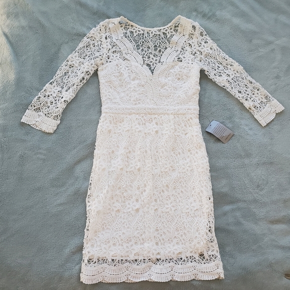 Lulu's Rainey White Lace Long Sleeve Bodycon Dress - Picture 7 of 8